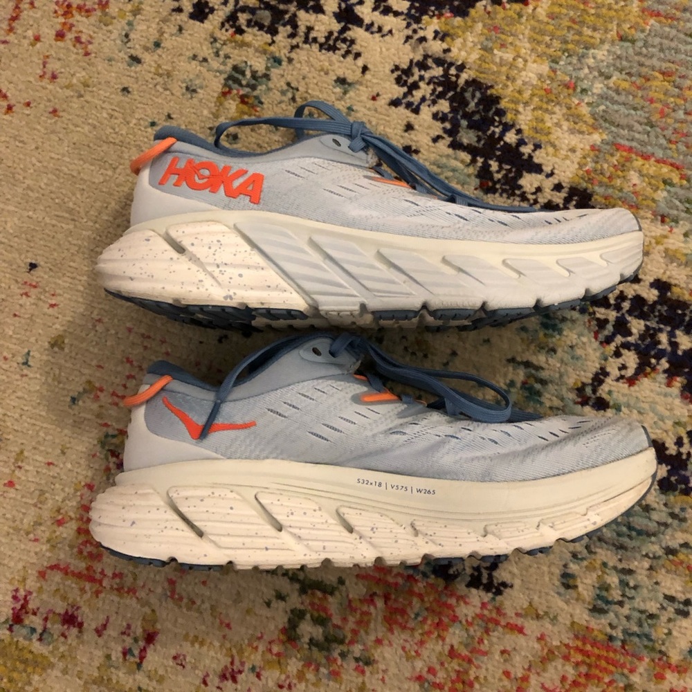 HOKA Gaviota 4 Running Shoes EUC Size 7.5 B (EU 39) Color: Blue Fog/Plein Air